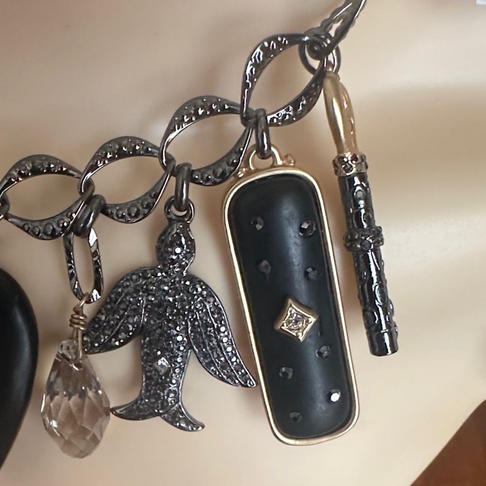 Chico's Black and Gold Heart Charm Pendant Necklace - Picture 4 of 11
